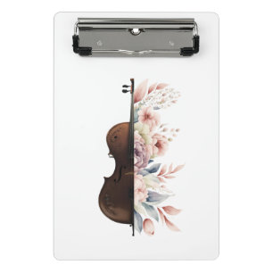 Mini Porte-bloc Violon parmi les fleurs. Bouquet de fleurs.