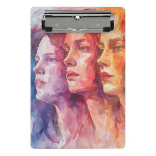 Mini Porte-bloc Visages des femmes - Peinture aquarelle