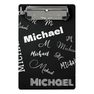 Mini Porte-bloc Votre nom et monogramme motif personnalisé noir