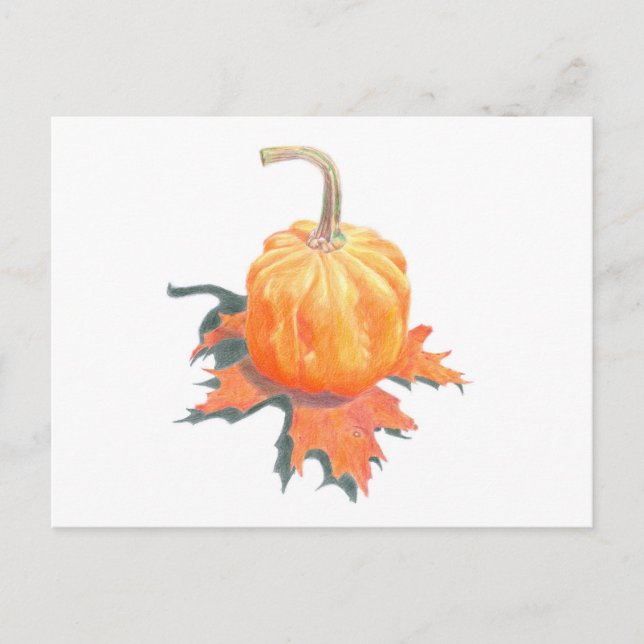 Mini Pumpkin on Oak Leaf Postcard (Front)