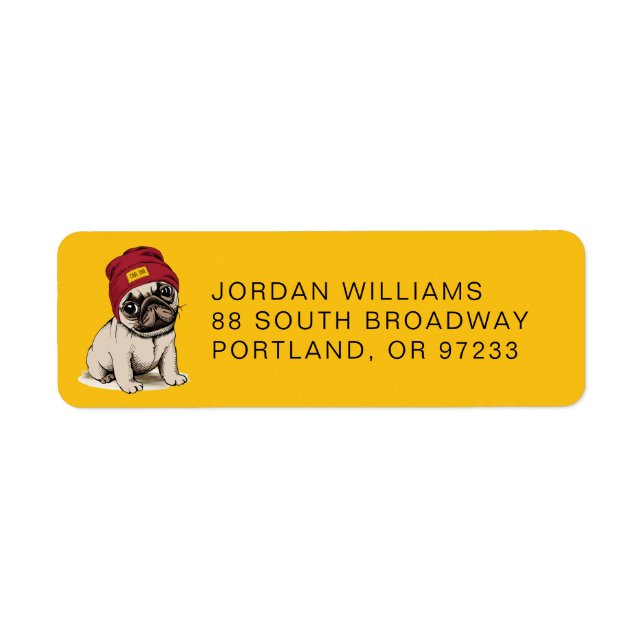 Mini Puppy Hipster Pug | Add Your Name (Front)