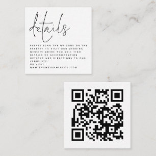 MINI QR code Script Black White Wedding Details Enclosure Card