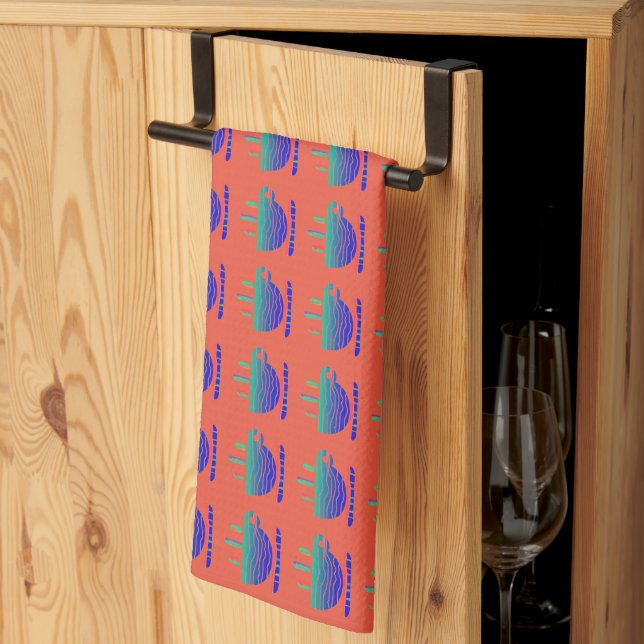 Mini Rainbow Cup Of Java Repeat Tangerine       Kitchen Towel (Thirds Fold)