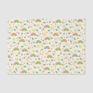 Mini Rainbow Toss on Yellow Cute Retro Pattern Tissue Paper