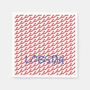 Mini Red Lobsters White Maine Blue LOBSTAH locals Napkin