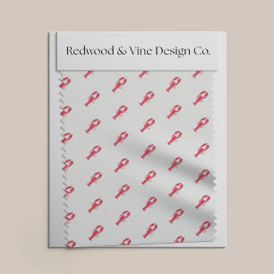 Mini Red Preppy Lobster Print Fabric