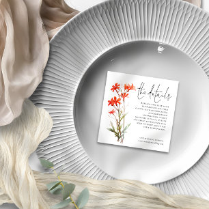 MINI Red Wildflowers Wedding Details Enclosure Card
