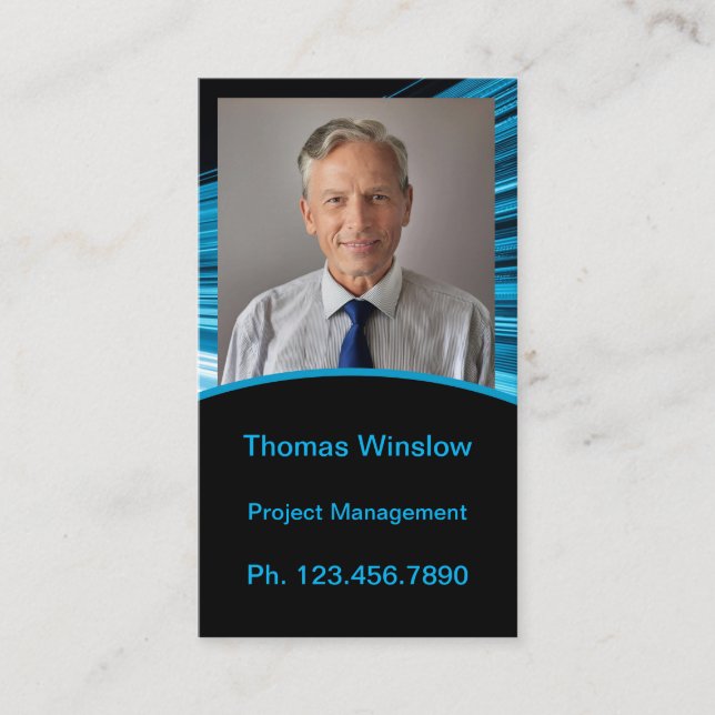 Mini Resume Card | Networking Card Blue Black (Front)