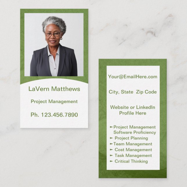Mini Resume Card | Networking Card Green (Front/Back)