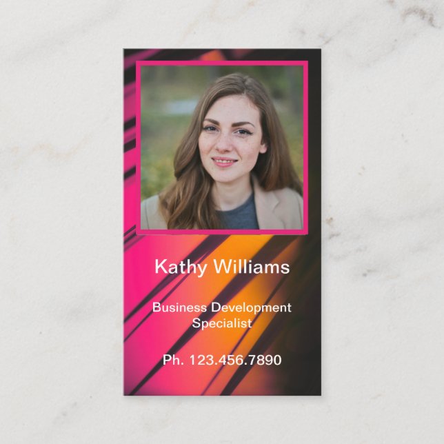 Mini Resume Card | Networking Card Pink Orange (Front)