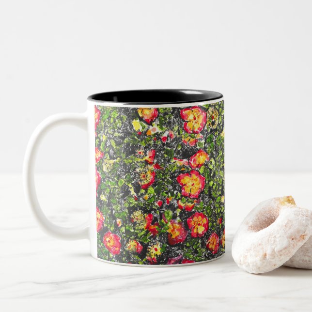 Mini-Rose orange Monoprint Mug bicolore (Avec donut)