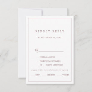 Mini-Rose Typographie Or Menu Choix RSVP