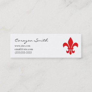 Mini Rouge Fleur de Lis Carte de visite fin