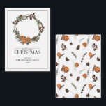 Mini Rustic Orange Wreath Merry Christmas Script Card<br><div class="desc">Looking for a beautiful, simple, and elegant holiday card? Look no further than our Mini Rustic Orange Wreath Merry Christmas Script Note Card! This stunning 3.5x2.5 card features a wreath decorated with watercolor botanicals of citrus, pine boughs, star anise, and cinnamon, with the 'Merry Christmas' message written in a popular...</div>