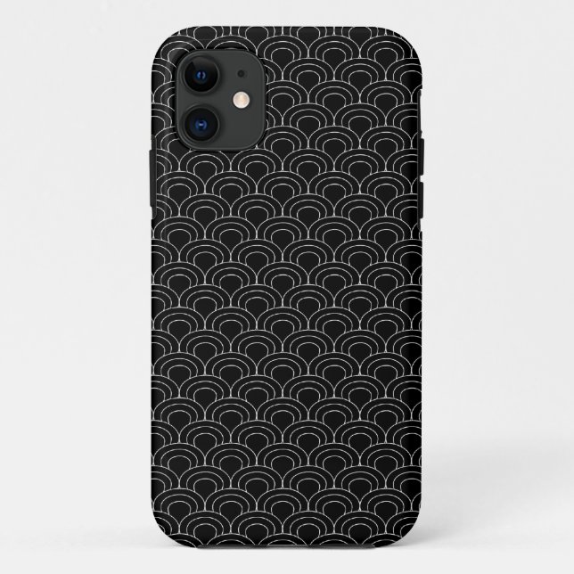 Mini sakura black & white wave waves scallop print Case-Mate iPhone case (Back)