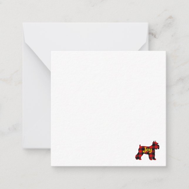 MINI SCHNAUZER RED PLAID WITH GOLD JOY CARD (Front)