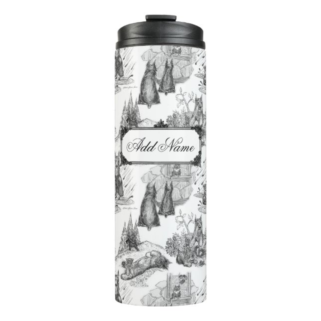 MINI SCHNAUZER Terrier Black Toile w/Custom Name Thermal Tumbler (Front)