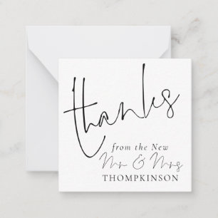 MINI   Script New Mr Mrs Wedding Any Colour Thanks Card