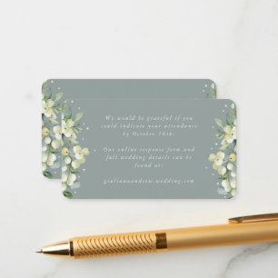 Mini Seafoam Snowberry+Eucalyptus Online RSVP Enclosure Card