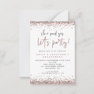 MINI She Said Yes Rose Gold Glitter Engagement  Card