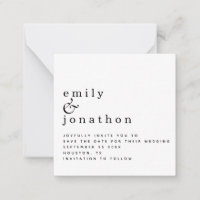 MINI Simple Black White Wedding Save the Date