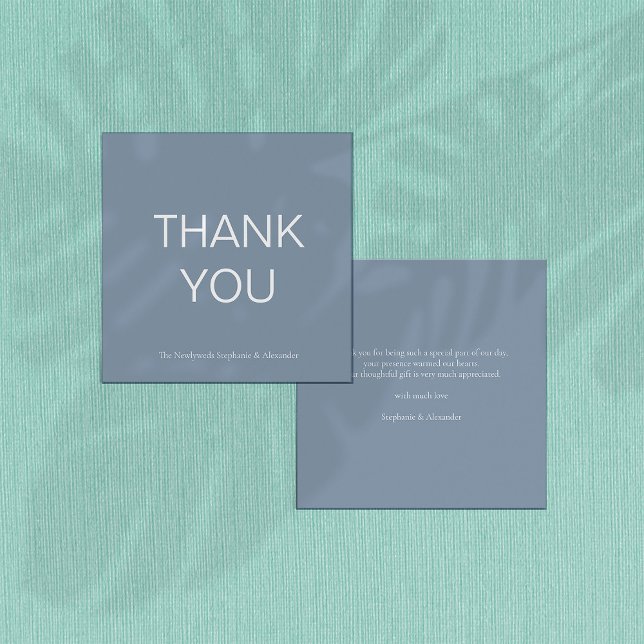 Mini Simple Dusty Blue Thank You Square Note Card (Creator Uploaded)
