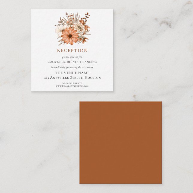 MINI SIZE Autumn Florals Wedding Reception Details Enclosure Card (Front/Back)