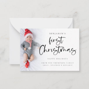 Mini Size   Baby First Christmas Custom Photo Card