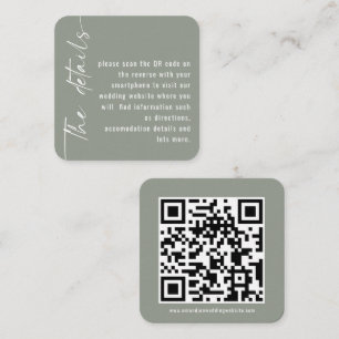 Mini Size Calligraphy QR Code Sage Wedding Enclosure Card