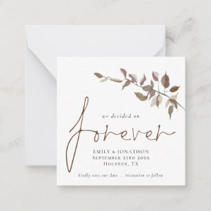 Mini Size  Decided on Forever Foliage Save Date Card