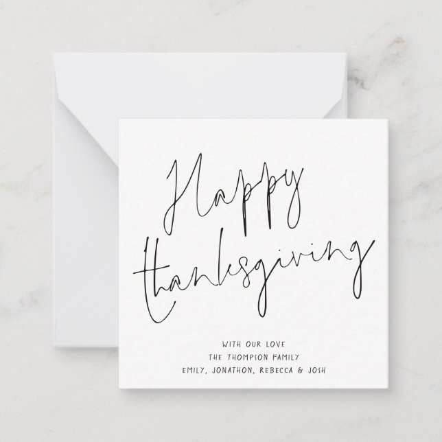 MINI SIZE  Elegant Script Happy Thanksgiving Card (Front)