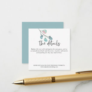 MINI SIZE  Eucalyptus Wedding Information Details Enclosure Card