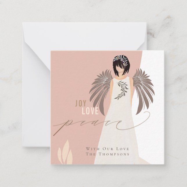 MINI  SIZE Joy Love Peace Angel Holiday Card (Front)