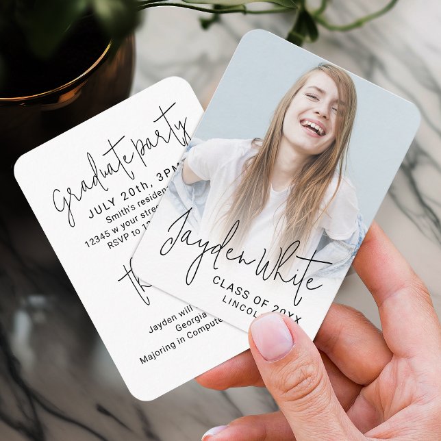 Mini Size Modern Script Photo Graduation Invite (Mini Size Modern Script Photo Graduation Invite
)