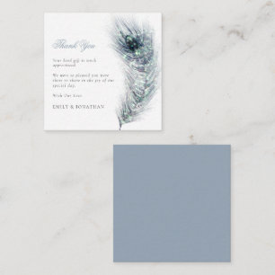 MINI SIZE Peacock Feather Wedding Thank You Card