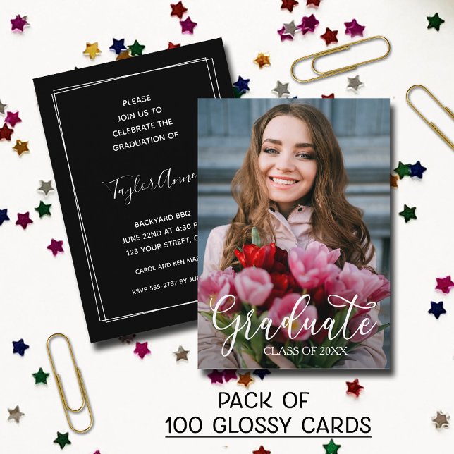 MINI Size Photo Graduation Glossy Invitations (SOLD BY PACK OF 100 CARDS - MINI 3.5" x 2.5" Photo glossy graduation glossy invitations)