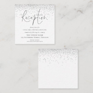 MINI SIZE Silver Glitter Wedding Reception Details Enclosure Card