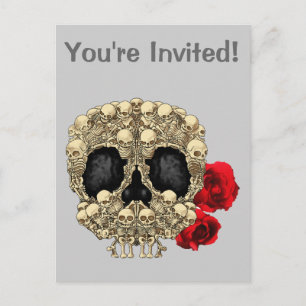Mini Skeletons Sugar Skull Invitation Postcard