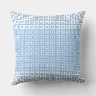 Mini Squares In Squares Baby Blue White Throw Pillow