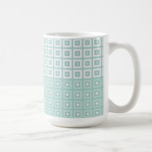 Mini Squares In Squares Duck Egg Green White  Coffee Mug