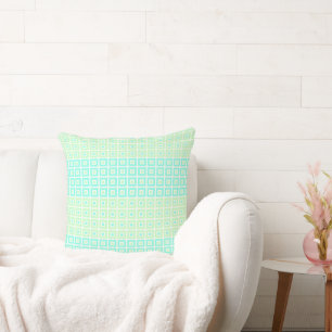 Mini Squares In Squares Mint Spearmint  Throw Pillow
