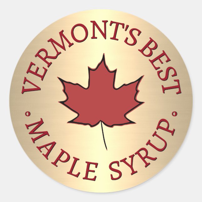 Mini State Name Red Leaf Maple Syrup Promotional   Classic Round Sticker (Front)
