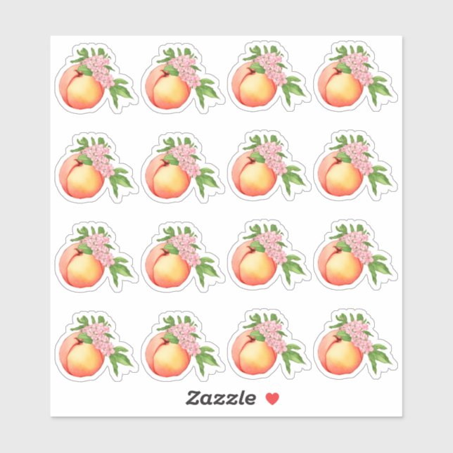 Mini Stickers Peach Blossom Watercolor (Feuille)