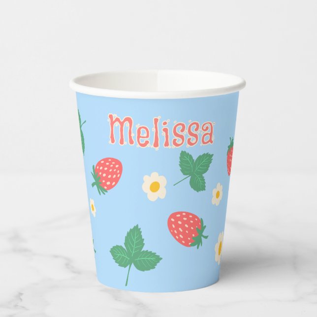 Mini Strawberry Blossom Personalized Paper Cups (Left)