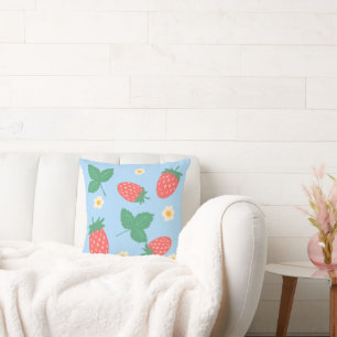 Mini Strawberry Blossom Throw Pillow