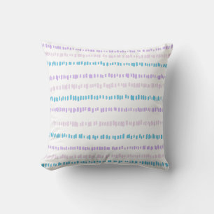 Mini Strokes Pattern Turquoise Purple Pink Throw Pillow