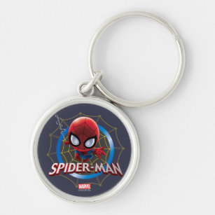 Mini Stylized Spider-Man in Web Keychain