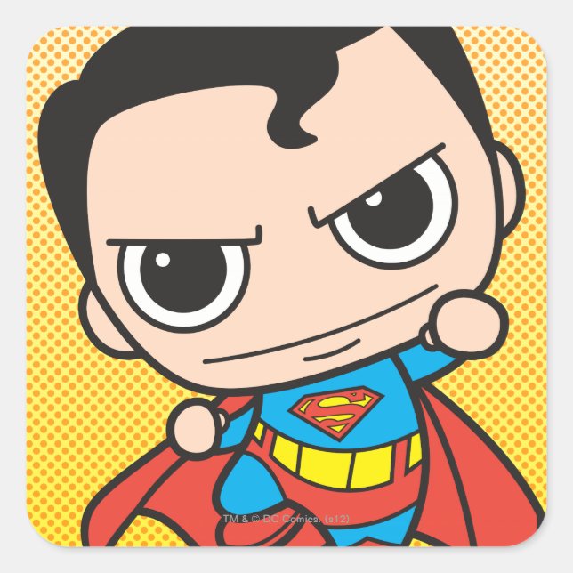 Mini Superman Flying Square Sticker (Front)