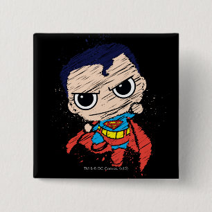 Mini Superman Sketch - Flying 2 Inch Square Button