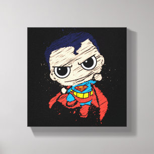 Mini Superman Sketch - Flying Canvas Print